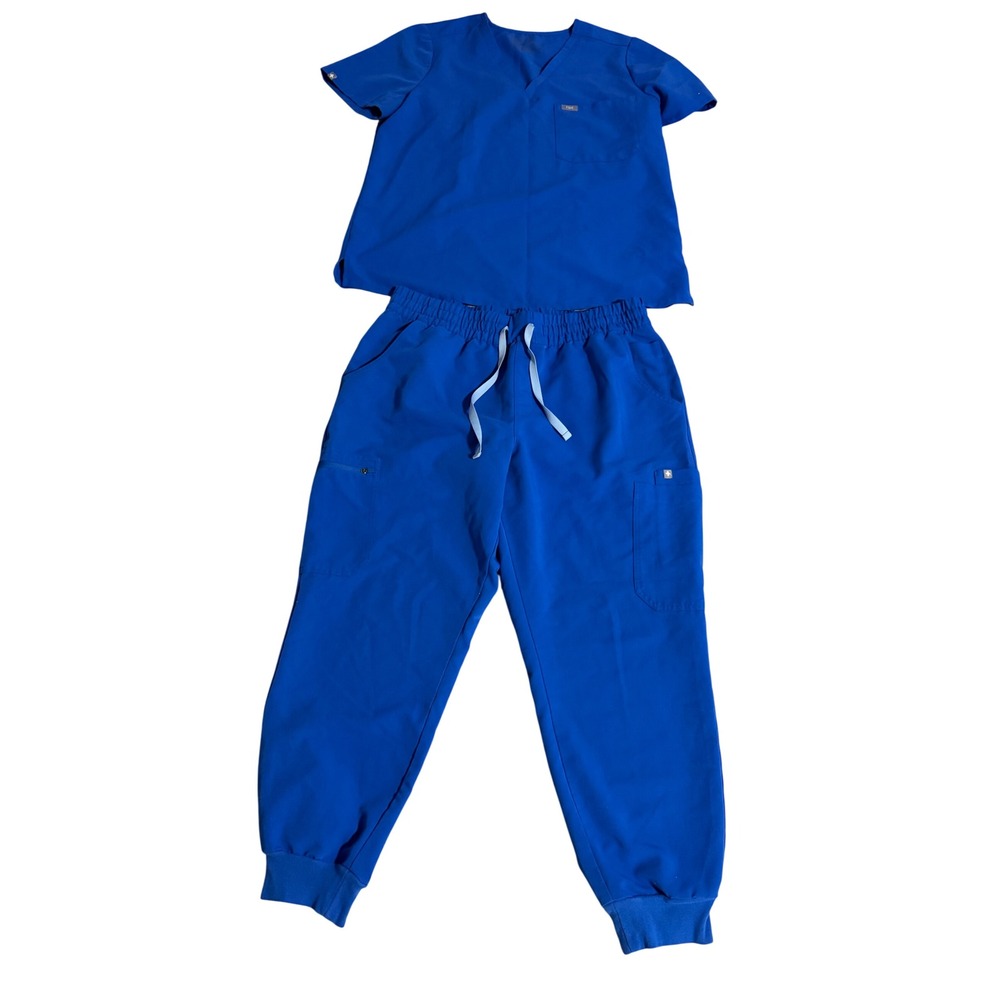 Figs Royal Blue Scrub Set Catarina Top XL Jogger Pants XL Petite Nurse Plus Size